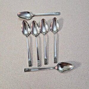 International Silver Vintage Rose Patter Teaspoons 6 piece Set